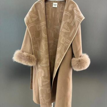 Hermes Winter New Double-sided Wool Cashmere Coat Fox Fur Fashion Long Fur Warm Jacket