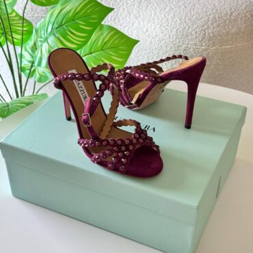 Aquazzura fuchsia crystal embellished strap sandal