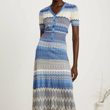 sandro design knit top & skirt matching set